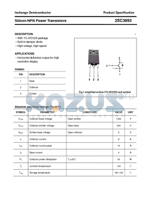 2SC3893 datasheet - Silicon NPN Power Transistors