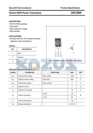 2SC3895 datasheet - Silicon NPN Power Transistors