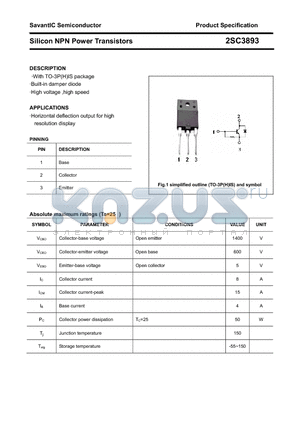 2SC3893 datasheet - Silicon NPN Power Transistors