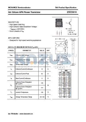 2SC3910 datasheet - isc Silicon NPN Power Transistor