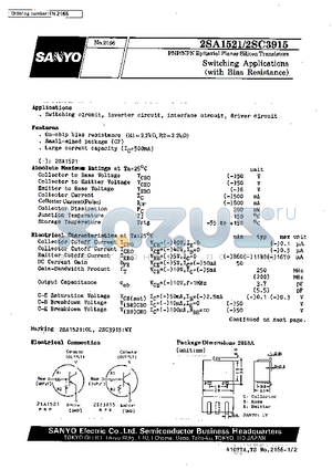 2SC3915 datasheet - Switching Applications(with Bias Resistance)