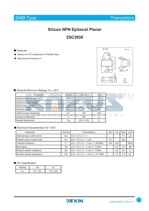 2SC3930 datasheet - Silicon NPN Epitaxial Planar