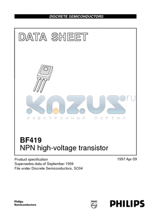 BF419 datasheet - NPN high-voltage transistor