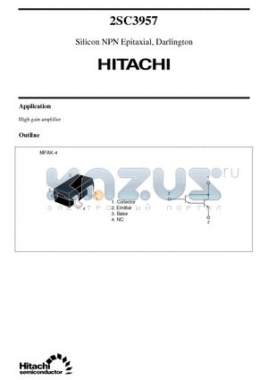 2SC3957 datasheet - Silicon NPN Epitaxial, Darlington