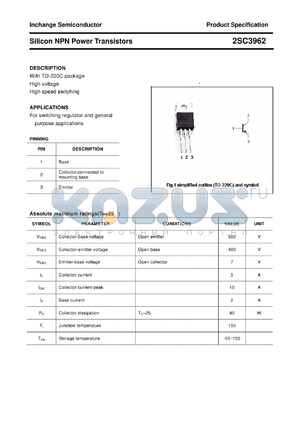 2SC3962 datasheet - Silicon NPN Power Transistors