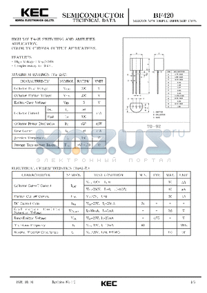 BF420 datasheet - SILICON NPN TRIPLE DIFFUSED TYPE (HIGH VOLTAGE SWITCHING AND AMPLIFIER,COLOR TV CHROMA OUTPUT)