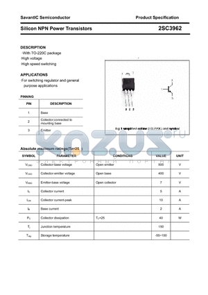 2SC3962 datasheet - Silicon NPN Power Transistors