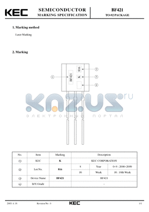 BF421 datasheet - TO-92 PACKAGE