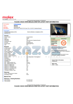 0795305000 datasheet - MicroCross ADD2-R DVI Card, PCIe, 16X BTX, Standard Bracket