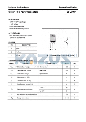 2SC3974 datasheet - Silicon NPN Power Transistors