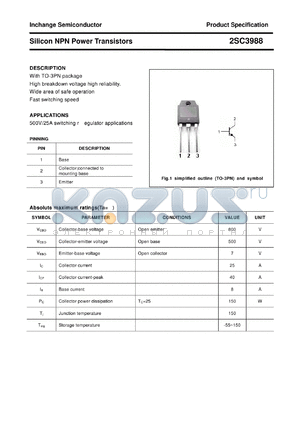 2SC3988 datasheet - Silicon NPN Power Transistors