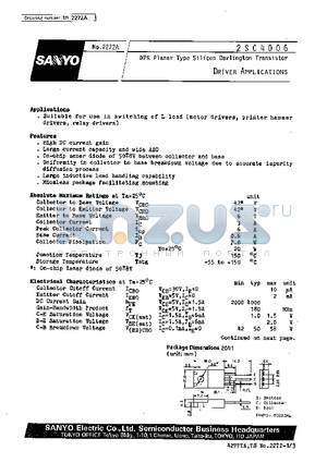 2SC4006 datasheet - Driver Applications