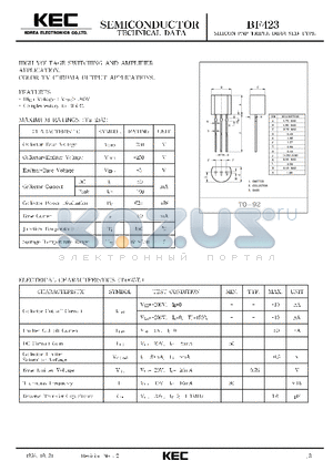 BF423 datasheet - SILICON PNP TRIPLE DIFFUSED TYPE (HIGH VOLTAGE SWITCHING AND AMPLIFIER,COLOR TV CHROMA OUTPUT)