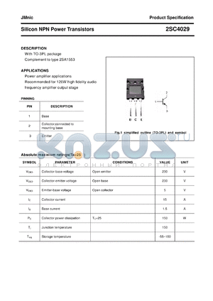 2SC4029 datasheet - Silicon NPN Power Transistors