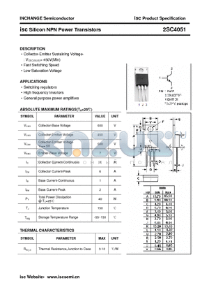2SC4051 datasheet - isc Silicon NPN Power Transistors