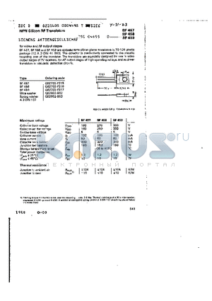 BF457 datasheet - NPN SILICON RF TRANSISTORS