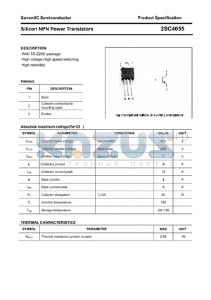 2SC4055 datasheet - Silicon NPN Power Transistors