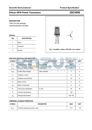 2SC4056 datasheet - Silicon NPN Power Transistors
