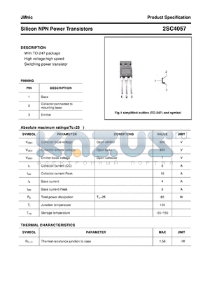 2SC4057 datasheet - Silicon NPN Power Transistors