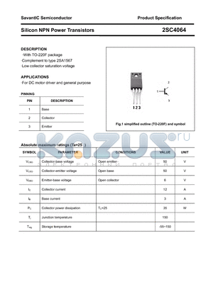 2SC4064 datasheet - Silicon NPN Power Transistors