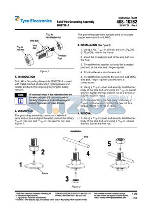2058729-1 datasheet - Solid Wire Grounding Assembly