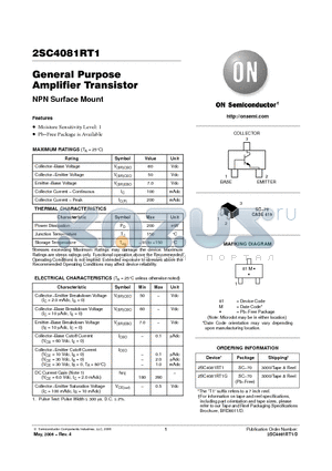 2SC4081RT1G datasheet - General Purpose Amplifier Transistor NPN Surface Mount