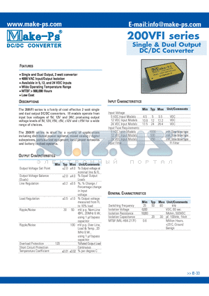 205D12VFI datasheet - Single & Dual Output DC/DC Converter