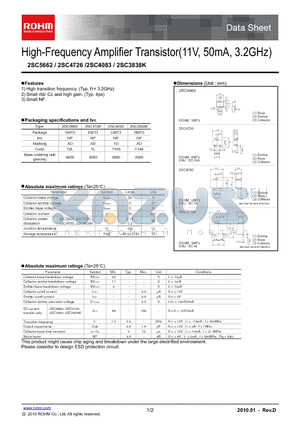2SC4083 datasheet - High-Frequency Amplifier Transistor(11V, 50mA, 3.2GHz)