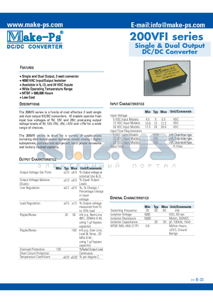 205D5VFI datasheet - Single & Dual Output DC/DC Converter