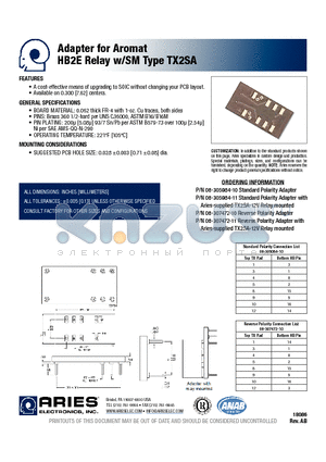 08-305984-11 datasheet - Adapter for Aromat HB2E Relay w/SM Type TX2SA