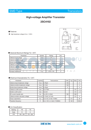 2SC4102 datasheet - High-voltage Amplifier Transistor