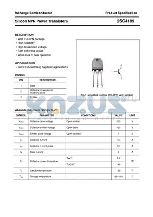 2SC4109 datasheet - Silicon NPN Power Transistors