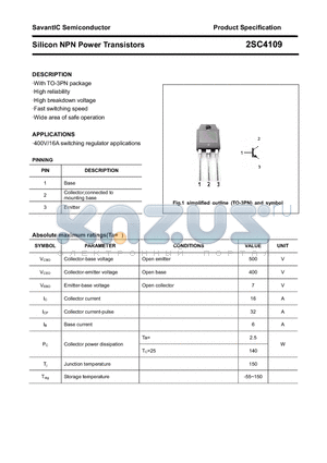 2SC4109 datasheet - Silicon NPN Power Transistors