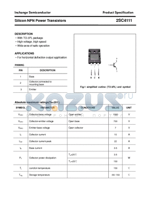 2SC4111 datasheet - Silicon NPN Power Transistors