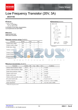 2SC4115S datasheet - Low Frequency Transistor (20V, 3A)