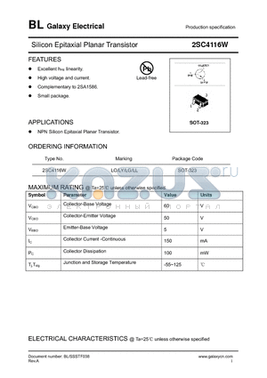 2SC4116W datasheet - Silicon Epitaxial Planar Transistor