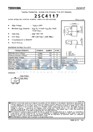 2SC4117 datasheet - NPN EPITAXIAL TYPE (AUDIO FREQUENCY GENERAL PURPOSE AMPLIFIER APPLICATIONS)