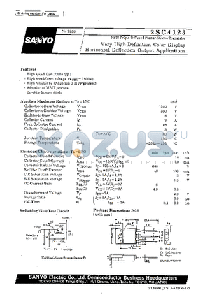 2SC4123 datasheet - Very High-Definition Color Display Horizontal Deflection Output Applications