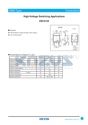 2SC4134 datasheet - High-Voltage Switching Applications