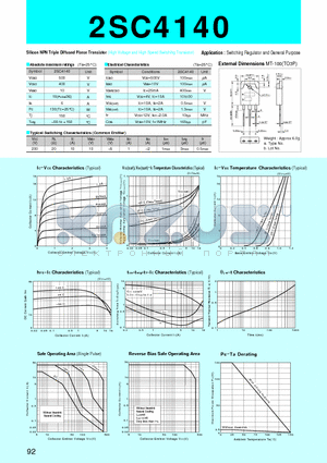 2SC4140 datasheet - Silicon NPN Triple Diffused Planar Transistor(Switching Regulator and General Purpose)