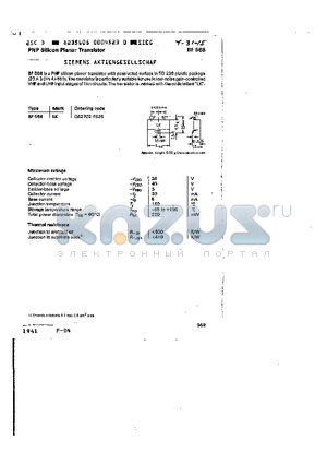 BF568 datasheet - PNP SILICON PLANAR TRANSISTOR