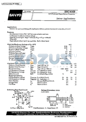 2SC4169 datasheet - Driver Applications