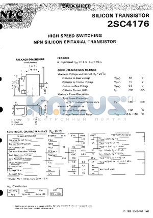 2SC4176 datasheet - HIGH SPEED SWITCHING  NPN SILICON EPITAXIAL TRANSISTOR