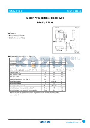 BF622 datasheet - Silicon NPN epitaxial planer type