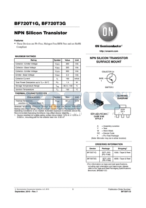 BF720T1G datasheet - NPN Silicon Transistor