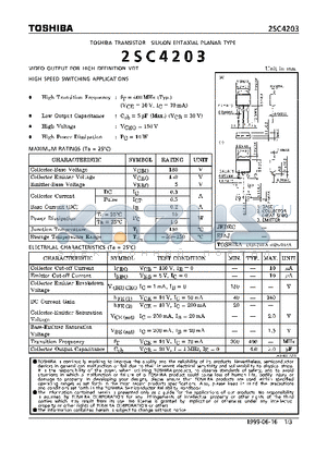 2SC4203 datasheet - EPITAXIAL PLANAR TYPE (VIDEO OUTPUT FOR HIGH DEFINITION VDT HIGH SPEED SWITCHING APPLICATIONS)