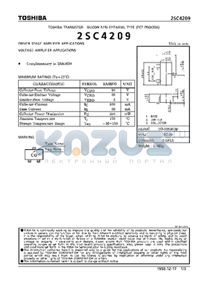 2SC4209 datasheet - NPN EPITAXIAL YTP (DRIVER STAGE, VOLTAGE AMPLIFIER APPLICATIONS)
