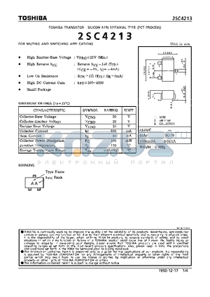 2SC4213 datasheet - NPN EPITAXIAL TYPE (FOR MUTING AND SWITCHIG APPLICATIONS)