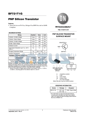 BF721T1G datasheet - PNP Silicon Transistor