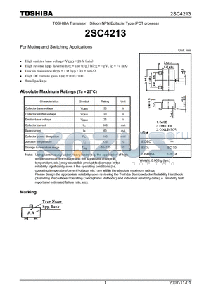 2SC4213 datasheet - Silicon NPN Epitaxial Type (PCT process) For Muting and Switching Applications
